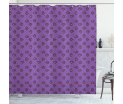 Doodle Hearts with Stripes Shower Curtain