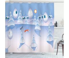 Winter at Woods Animals Shower Curtain