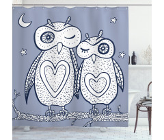 Night Bird Couple Doodle Shower Curtain