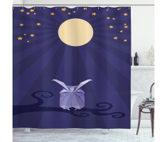 Origami Bird at Night Shower Curtain