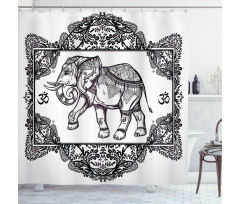 Bohemic Floral Elephant Shower Curtain