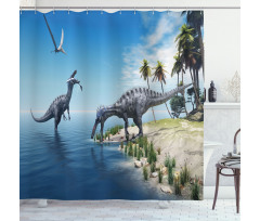 Wild Suchomimus Dinosaur Shower Curtain