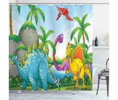 Dinosaurs in the Jungle Shower Curtain