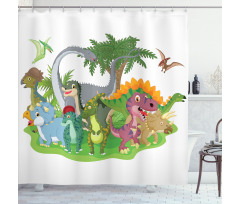 Cartoon Group Dinosaur Shower Curtain