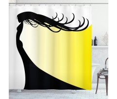 Hair Whip Woman Shade Shower Curtain