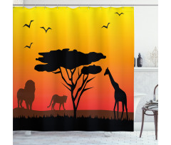 Savannah Animals Sunset Shower Curtain