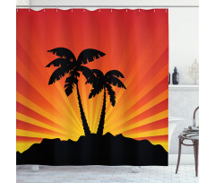 Sunrays Palm Trees Shade Shower Curtain