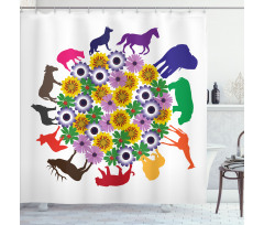 Flowers Wild Animals Shower Curtain