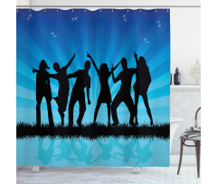 Dancing Crowd Sunrays Shower Curtain