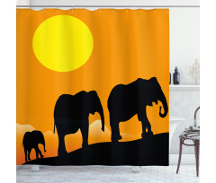 Baby Elephant and Family Shower Curtain