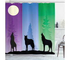 Wolf at Night Howling Shower Curtain