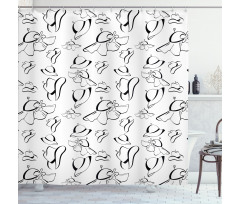 Monochrome French Hats Shower Curtain