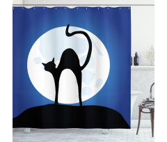 Black Cat Full Moon Sky Shower Curtain