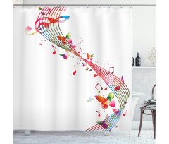 Colorful Notes Butterfly Shower Curtain
