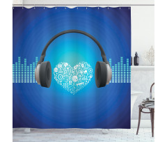 Heart Earphones Shower Curtain