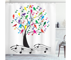 Tree with Notes Happiness Shower Curtain