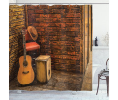 Wooden Stage Pub Cafe Shower Curtain
