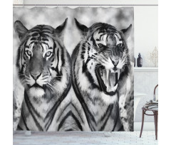 Aggressive Wild Tiger Shower Curtain