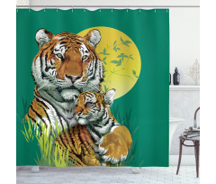 Tiger Family in Jungle Shower Curtain