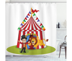Cartoon Lion Jumping Ring Shower Curtain
