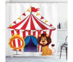 Lion and a Fire Ring Shower Curtain