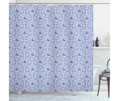 Birds and Flowers Porcelain Shower Curtain