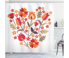 Heart Shaped Flowers Art Shower Curtain