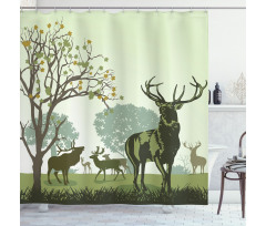 Deer and Nature Park Shower Curtain