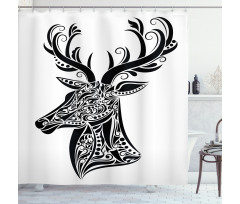 Deer Animal Tattoo Shower Curtain