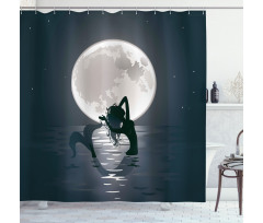 Mermaids at Night Shower Curtain