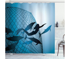 Flight of Dolphins Shower Curtain
