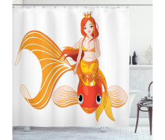 Princess on Goldfish Shower Curtain
