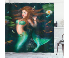 Mermaid Lake Lilies Shower Curtain