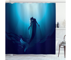 Mermaid in Deep Water Shower Curtain