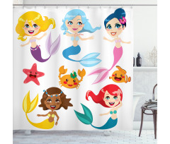 Mermaids Sea Friends Shower Curtain