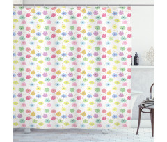 Colorful Paint Blots Flowers Shower Curtain