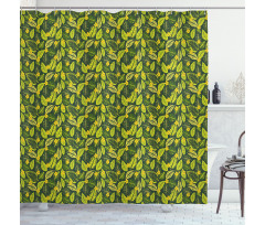 Hawaiian Flowers and Leaves Shower Curtain