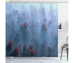 Autumn Trees in Mist Shower Curtain