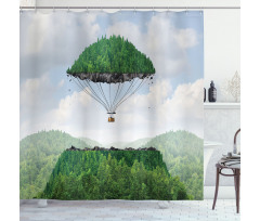 Hot Air Balloon Mountain Shower Curtain
