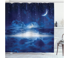 Night Sky Moon Stars Shower Curtain