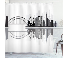 Monochrome Sydney Skyline Shower Curtain