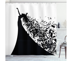 Black and White Singer Woman Shower Curtain
