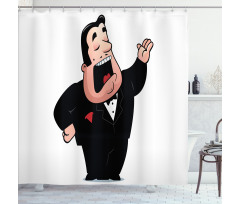 Cartoon Singer Man in Smokin Shower Curtain