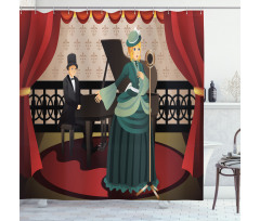 Singer and Pianist Performing Shower Curtain