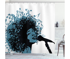 Singer Afro Music Note Hair Shower Curtain