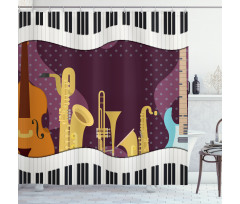 Cartoon Musical Instruments Shower Curtain