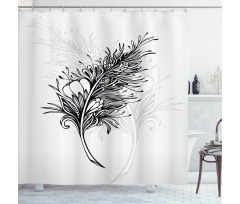 Doodle Style Plumage Boho Shower Curtain