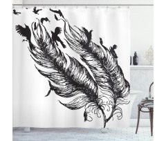 Flying Bird Silhouettes Shower Curtain