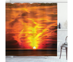 Sunset over Horizon Sea Shower Curtain