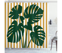 Hawaiian Monstera Stripes Shower Curtain